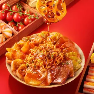 a plate of chinese food