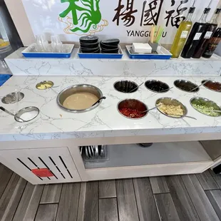 Sauce bar, you pick your own.