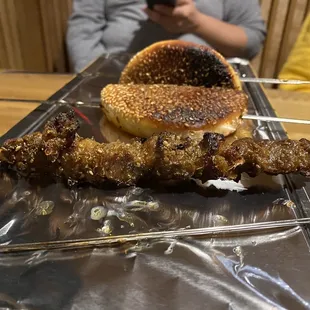 Beef big skewer and sesame pancake,  both were good