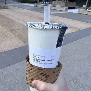 1/29/2023 red bean black tea latte (hot)