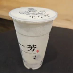 Almond Latte with Grass Jelly