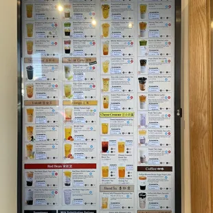 Menu as of March 2021