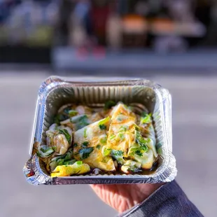Shrimp Cheung Fun with egg &amp; cilantro