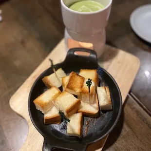 Thai pandan custard with milk toast