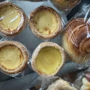 Portuguese egg tarts and regular hk egg tarts/ red bean Mochi bun