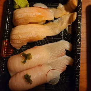 Salmon and Yellowtail roll.
