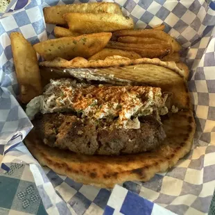 1/3 Lb. Handmade Greek Burger W/ Steak Fries