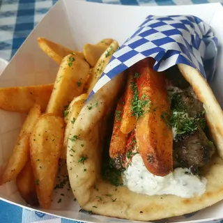 Lamb Souvlaki in Pita W/ Steak Fries