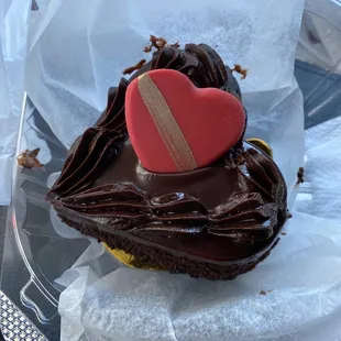 a heart shaped chocolate cake