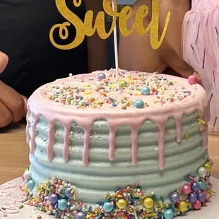 Yummy cake with the topper (I added the topper at the last minute).