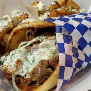 Gyro with fries (added Greek style)