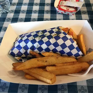 Souvlaki in Pita with Fries