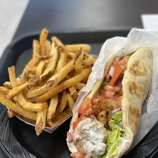 Shrimp Gyro and Fries