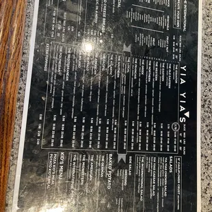 menu