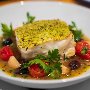 Yiannis Wine &amp; Food, Halibut. Locally sourced meat, seafood, and produce. Prepared by our talented Executive Chef.