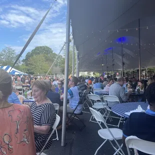 Under the tent listening to really good music!