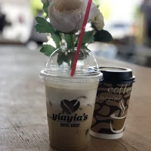 Freddo Cappuccino (iced) and regular cappuccino