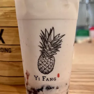 Red bean purple rice coconut latte