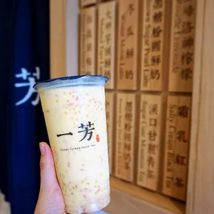 Mango Pomelo Sago: classic mango smoothie made with fresh mango, mango jam, coconut, and topped with grapefruit pulp and chewy sago ($6.80).