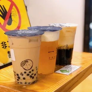 Pearl Black Tea (M $5.75) // Cheese Creamer Mountain Tea (M $5.75) // Brown Sugar Oolong Tea Latte (M $6)