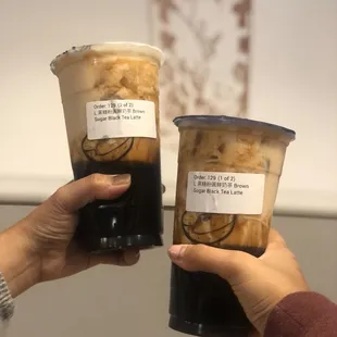 (Left and Right): Brown Sugar Black Tea Latte ($5.50)