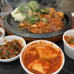 various dishes of food on a table