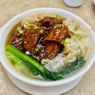 Braised beef and wonton soup