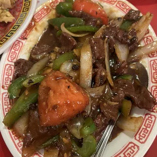 Pepper Steak with Tomatoes Dinner... So good!!