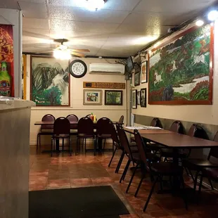 tables and chairs in a restaurant