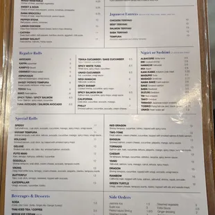 menu