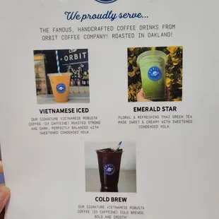 Fun drink menu