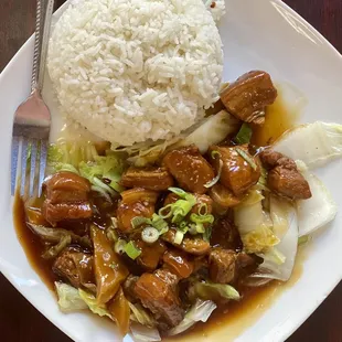 (Braised) pork belly over rice lunch special $9.50