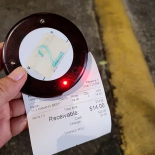 Food buzzer to ring you when your order is ready.