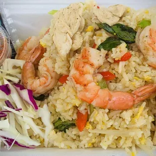 Thai Basil Fried Rice Chicken &amp; Shrimp