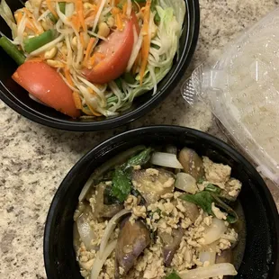 Ground Beef Thai Basil  Papaya Salad