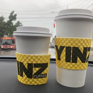 20 oz cappucino and a 12 oz Yinz haus mocha