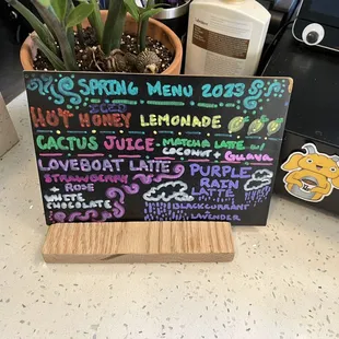 Spring menu (purple rain is delicious).