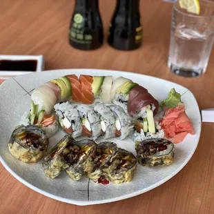 a plate of sushi