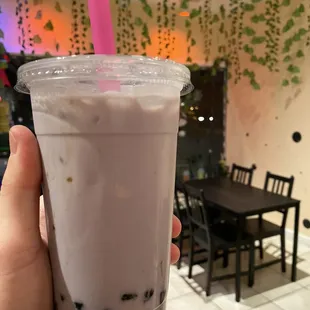 taro bubble milk tea - large