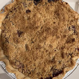Mixed berry cobbler with a crumble crust