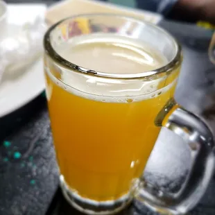 a glass of orange juice