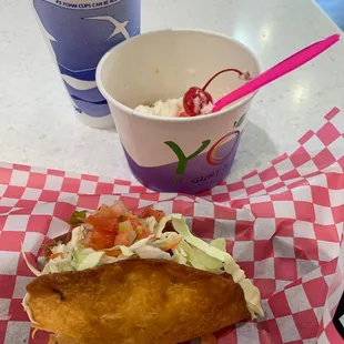 Taco and FroYo are delicious! Awesome service!