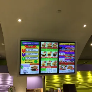 Menu Board (as of late 2014)
