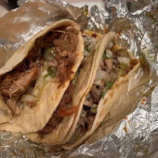 Flour tacos; chicken beef pork