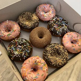 a box of assorted donuts