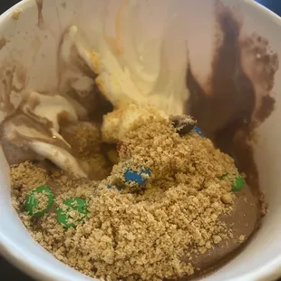 Chocolate, vanilla with m&amp;ms and graham cracker