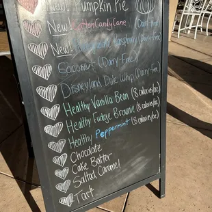 a menu on a chalkboard