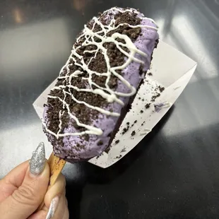 Chocolate Ube Oreo Waffle made HOT