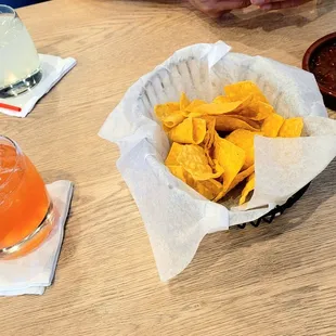 Watermelon and regular Margs! Homemade Chips n Salsa