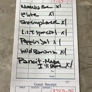 guest receipt